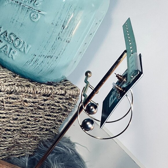 NEW House of Harlow 1960 14kt Gold Plated Brass Two Tone Demi Hoop Earrings - Picture 4 of 5